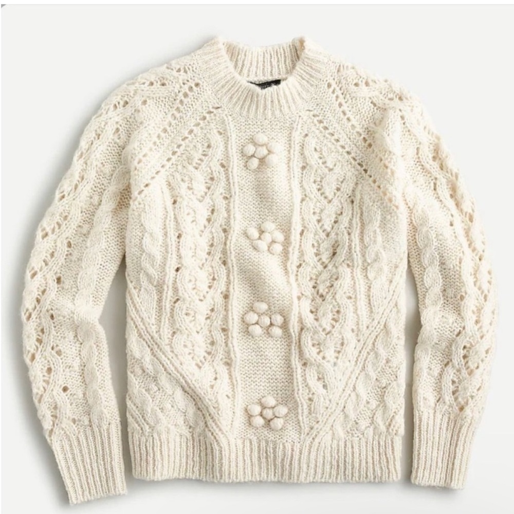 J Crew Alpaca Wool Cream Cable Knit Sweater